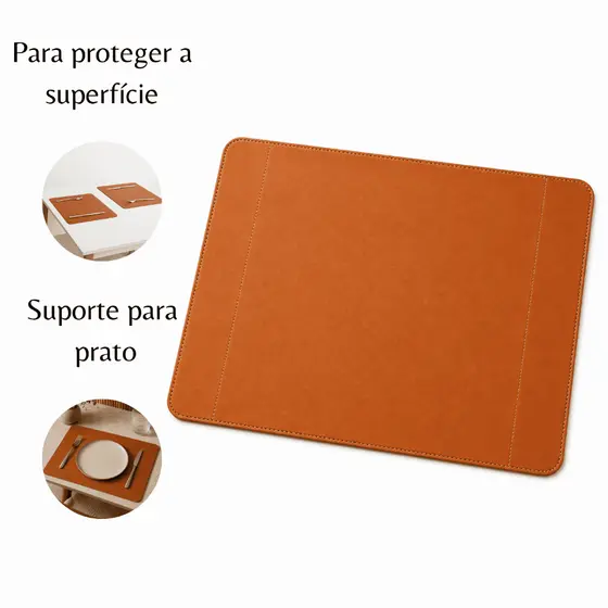Jogo Americano em Couro Sintético Caramelo