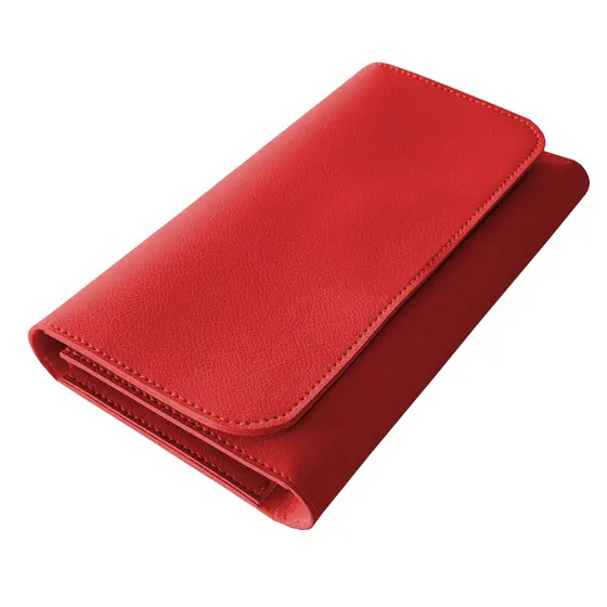Carteira Feminina de Couro Sintético Vermelho Porta Cartão