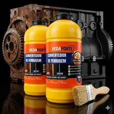 Kit 2 Convertedor de Ferrugem 500ml Com Pincel Ação Dupla Anticorrosivo Trata e Protege Metais para Pintura