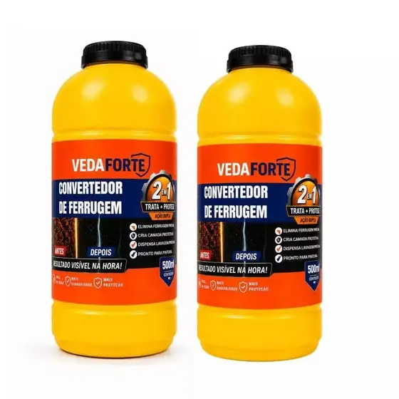 Convertedor de Ferrugem 500ml Ação 2 em 1 Elimina Ferrugem e Protege Superfícies Metálicas
