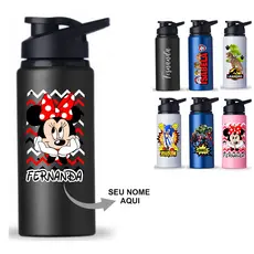Garrafa Alumínio 600ml Personalizada com Nome Fitness De Água Squeeze Camping Academia escola trabalho
