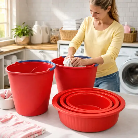 Kit Multiuso 5 Peças Baldes 8L + Bacias Variadas Resistente Uso Diário