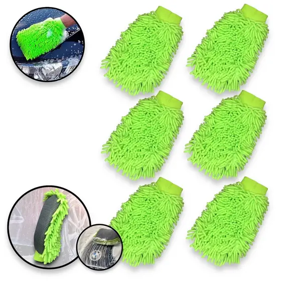 Kit 6 Luvas Esponja De Limpeza Microfibra Automotiva Uso Geral Lavagem Carro Moto Caminhão Casa