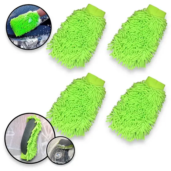 Kit 4 Luvas Esponja De Limpeza Microfibra Automotiva Uso Geral Lavagem Carro Moto Caminhão Casa