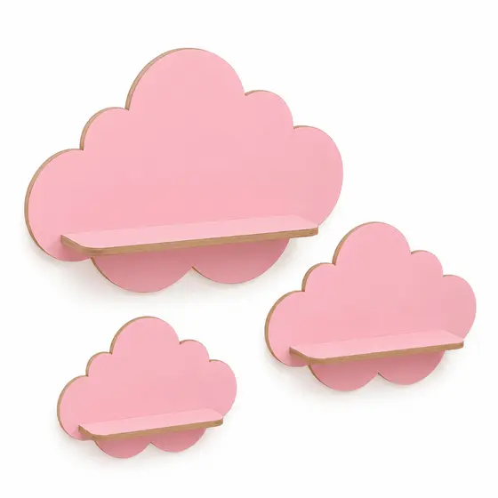 Kit 3 Prateleiras para Quarto Nuvem Mdf Decoração Infantil