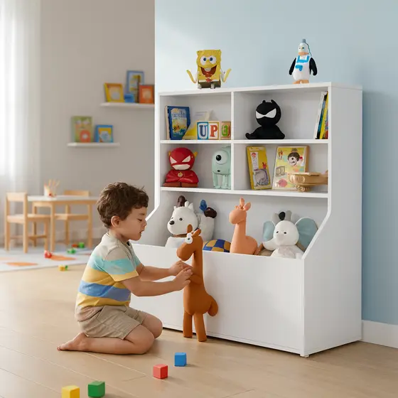 Estante Infantil com Nichos MDF/MDP Branco Organizador de Brinquedos e Livros