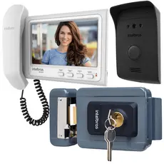 Kit 1 Vídeo Porteiro Interfone IVR 1070 HS + 1 Fechadura FX1500 CINZA INTELBRAS IVR1070 HS FX 1500