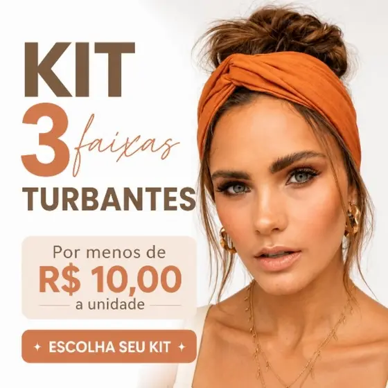 Kit 3 Turbante Faixa Tiara para Cabelo Moda Acessório Feminino Confortável