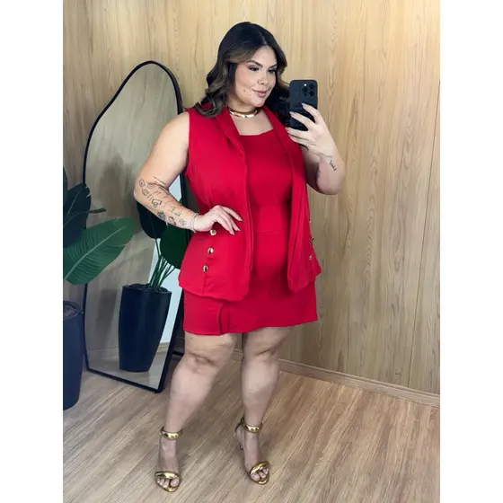 Trijunto Colete Plus Size, Tamanho Unico Veste do 46 ao 52, No Crepe de Malha