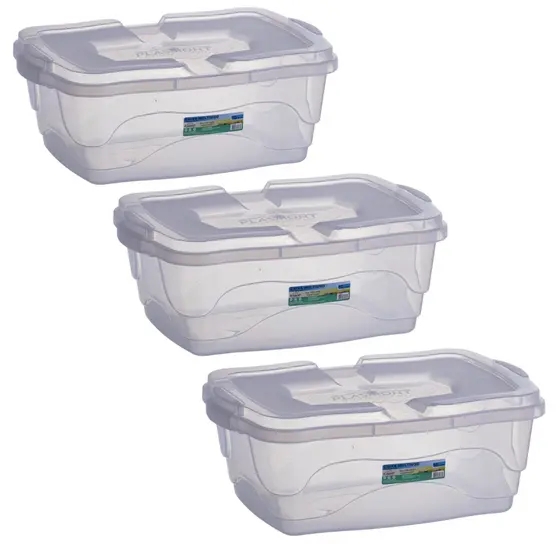 Kit 3 Caixas Organizadoras 10 Litros Cesto Multiuso Com Tampa Trava Caixa Organizadora