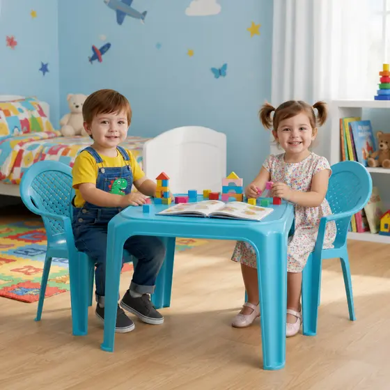Kit Mesinha Cadeirinha Infantil Azul Rosa Brinquedoteca Mesa Cadeira Menina Menino