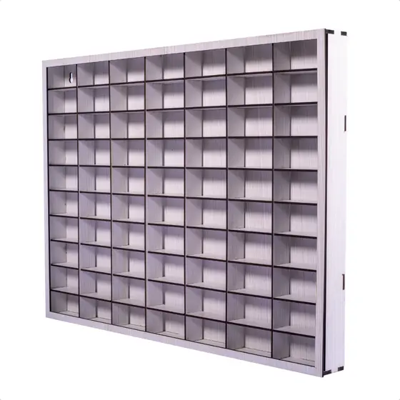 Estante Expositor Porta Carrinhos 70 Divisórias Branco 1:64 Coleção Hot Wheels Brinquedo MDF