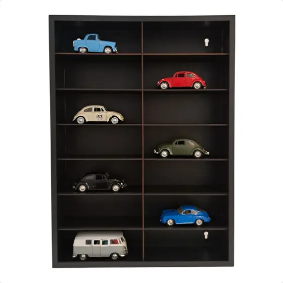 Expositor Capacidade 14 Carrinhos Miniatura Escala 1:32 MDF Resistente Espaçoso Pintado