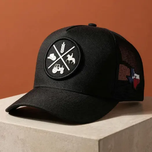 Boné Trucker Country Agro Pecuária Masculino Peão Texas Owl Aba Curva Ajustável Telinha Respirável Linha Premium
