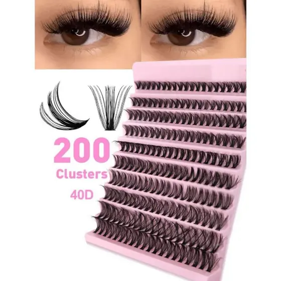 KIT de Extensão de Cílios 200 feixes 20D/30D/40D/50D/60D/80D  8-16mix Com Pinças+ Cola