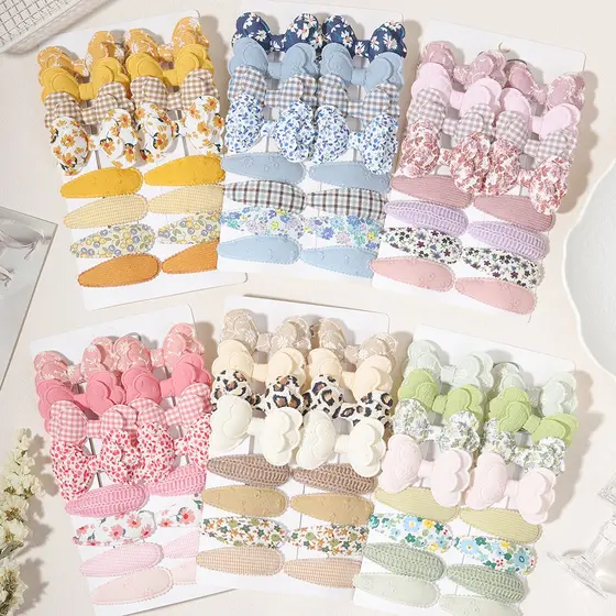 Kit 16 Presilha Infantil Feminina Laço Floral Estampado Bico de Pato Menina Acessório de Cabelo Fashion Trend