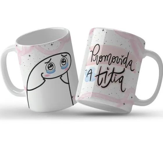 Caneca Promovida a Titia Porcelana Meme Flork Personalizada