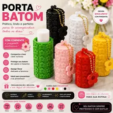 Porta Batom Floral Premium com Pingente | Acessório Feminino para Bolsa e Necessaire