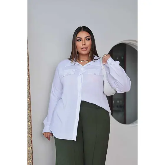 Blusa Camisa Feminina Manga Longa plus size 46 AO 54