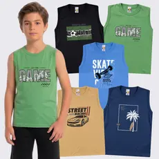 Combo 5 Camisetas Regata Juvenil Menino Masculino 10 Ao 16
