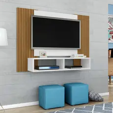 Painel para TV até 48 Pol. Navi Sala Branco/efeito Ripa
