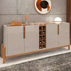 Aparador Buffet Sala Lizz 190cm com Pés de Madeira Maciça