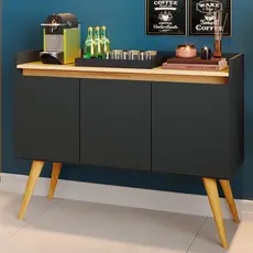 Aparador Buffet Sala Gold 3 Portas com Pés de Madeira Maciça