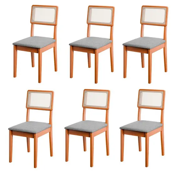 Conjunto de 6 Cadeiras de Jantar Santiago em Tecido Boucle