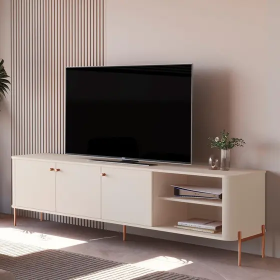 Rack Bancada Tucupí 180cm para TV até 75" com Pés de Metal