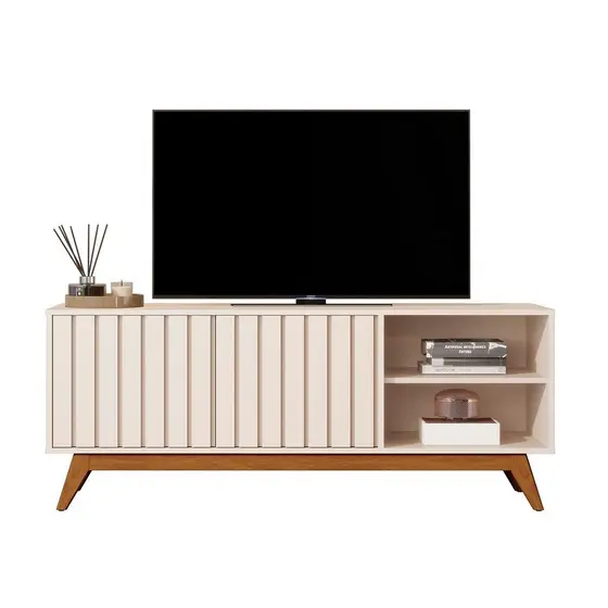 Rack Bancada Açai 140 cm TV até 60" com Pés Madeira Maciça