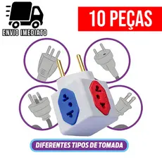 Adaptador de Tomada Cubo Colorido Prime 4 Entradas Bivolt Universal 10A e 20A