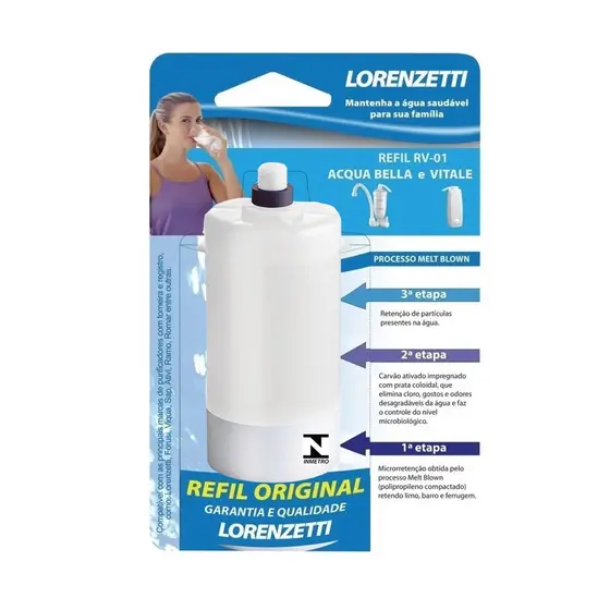 Refil Para Purificador de Água Lorenzetti Vitale Ou Acqua Bella Original modelo R-V 01