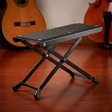 Apoio De Pé Para Violão Guitarra Voik APV100 Regulável 4 Alturas Profissional Preto