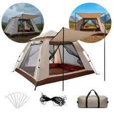 Barraca Camping Automática 8 Pessoas BO680 Ornnament Praia Montagem Rápida 2,4x2,4x1,6 Metros Bege