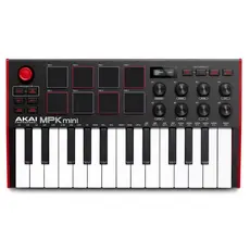 Teclado Midi Controlador Akai MPK Mini MK3 25 Teclas 8 Pads 2 Bancos de controle alimentação via USB
