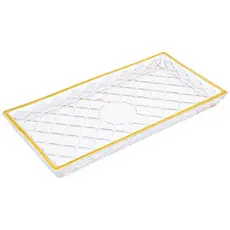 Travessa Bandeja De Vidro Retangular Diamond Fio De Ouro - Lyor