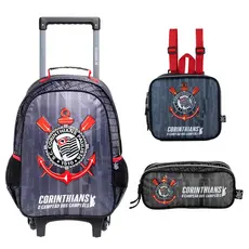 Kit Mala com Rodas 16’ com Lancheira e Estojo Corinthians 16400