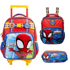 Kit Mochila com Rodinhas com Lancheira e Estojo Simples Spidey 15011