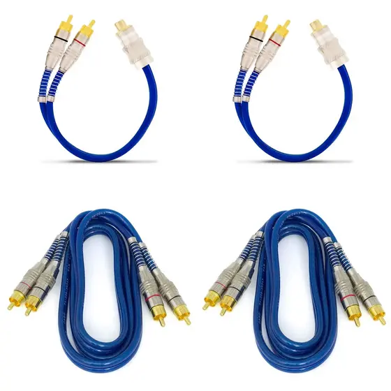 Kit 2 Cabos Rca 1m 5mm + 2 Cabos Y 2 Machos 1 Fêmea