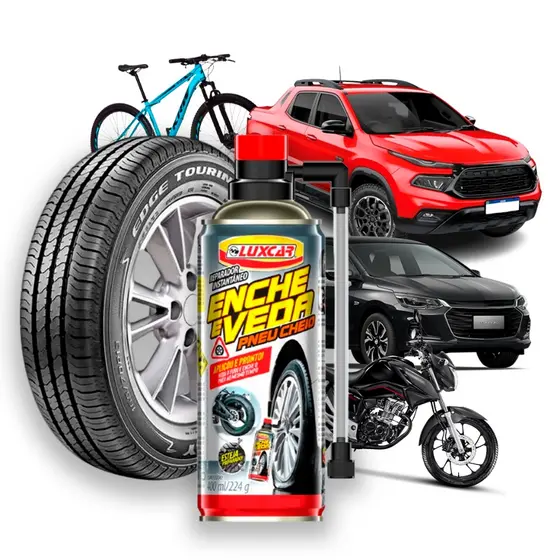 Selante Reparador Instantâneo Enche e Veda Pneu Cheio 400ml Luxcar