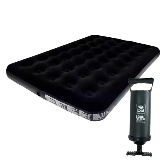 Colchão Casal Inflável Deluxe Confortável Resistente Suporta Até 300kg Aveludado + Bomba de Ar 30cm