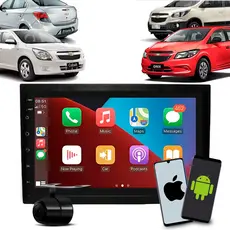 Central Multimídia 7" Polegadas Onix Prisma Cobalt Spin CarPlay/Android Auto + Moldura + Câmera de Ré