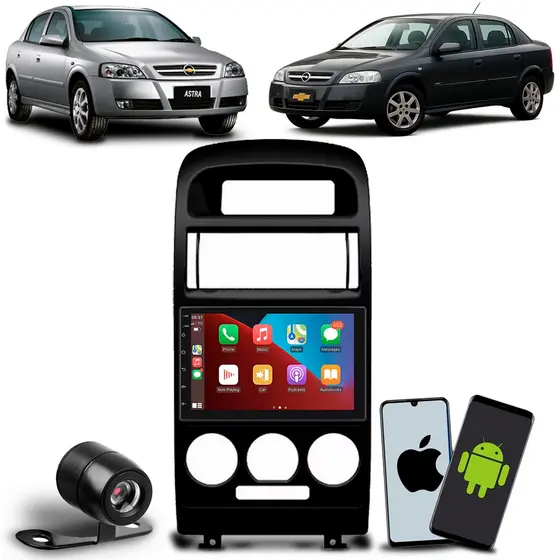 Central Multimídia Carplay Android Auto Bt 7" Polegadas Astra 1998 À 2012 + Moldura + Câmera de Ré