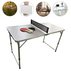 Mesa 2 em 1 Camping e Ping Pong Dobrável 1,20m com Maleta Portátil Raquetes e Bolas - Importway