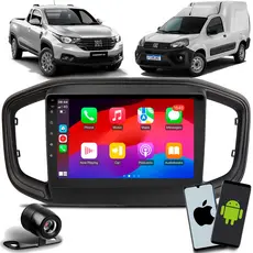 Central Multimídia 9 Polegadas Strada Fiorino 2021 à 2026 Com Carplay Android Auto Gps Sem Fio + Moldura + Câmera de Ré