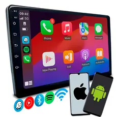 Multimídia 9 Polegadas Mp5 Carplay Android Auto Sem Fio Com Espelhamento de Celular Gps Aplicativos e Entrada Câmera Ré