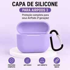 Capa Silicone para AirPods 3 Geração com Gancho Case Protetora Anti Impacto Anti Risco