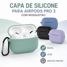 Capa de Silicone para AirPods Pro 2 com Mosquetão Capinha Protetora Para Fone