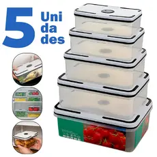 Conjunto De 5 Potes Herméticos De Plástico Retangular Com Tampa De Vedação Top