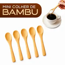 Kit 6 Mini Colher de Bambu Para Temperos Condimentos Sustentável Ecológico Cantinho do Café